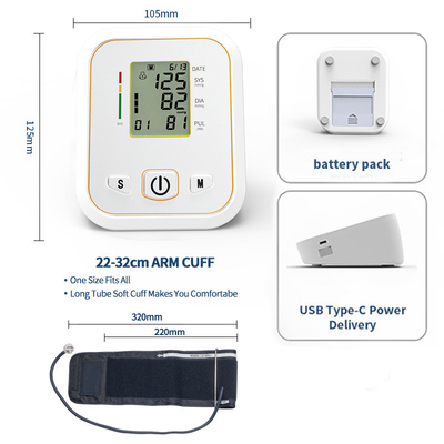 White Electronic Home Blood Pressure Device With Voice Function One Touch Measurement