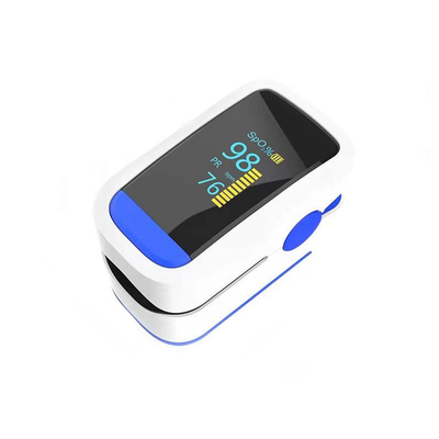 Blue And White Finger Clip Pulse Oximeter Fast Measurement Four Color OLED Screen